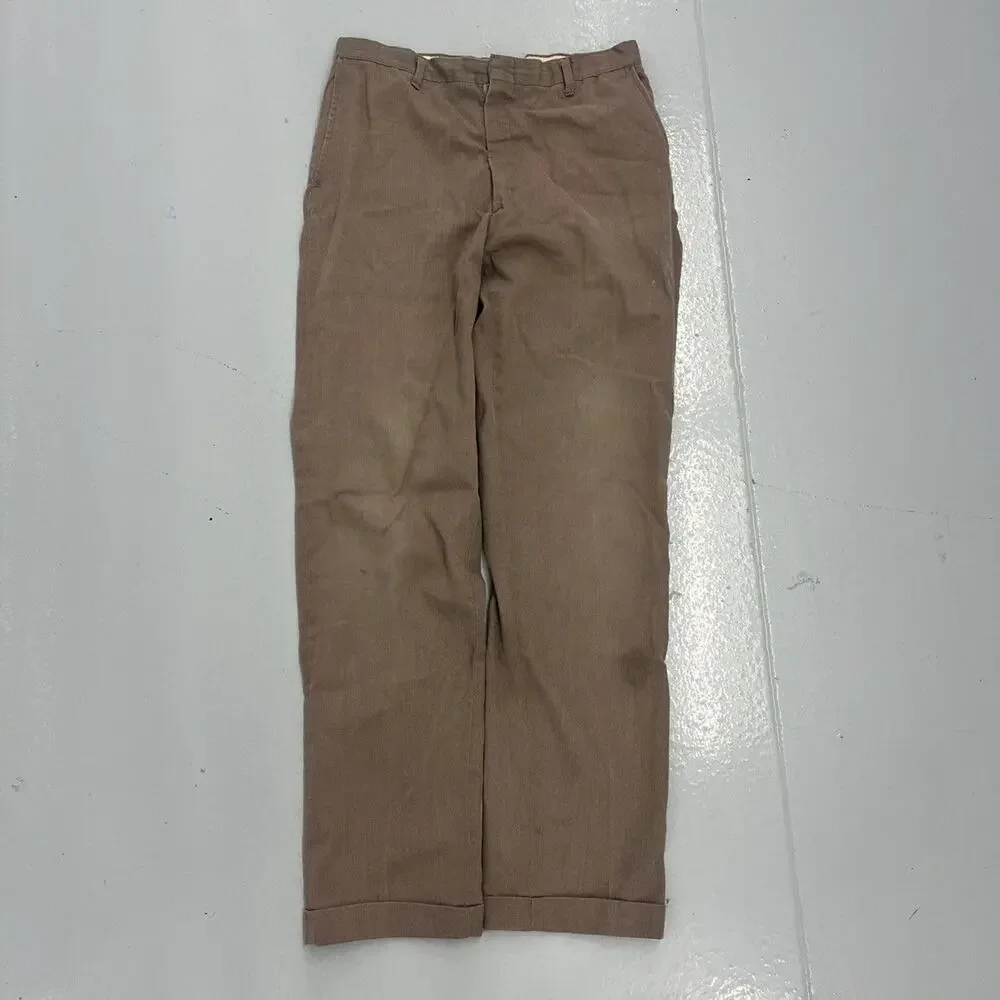 Vintage 60s Brown Sanforized Workwear Chinos 30x31
